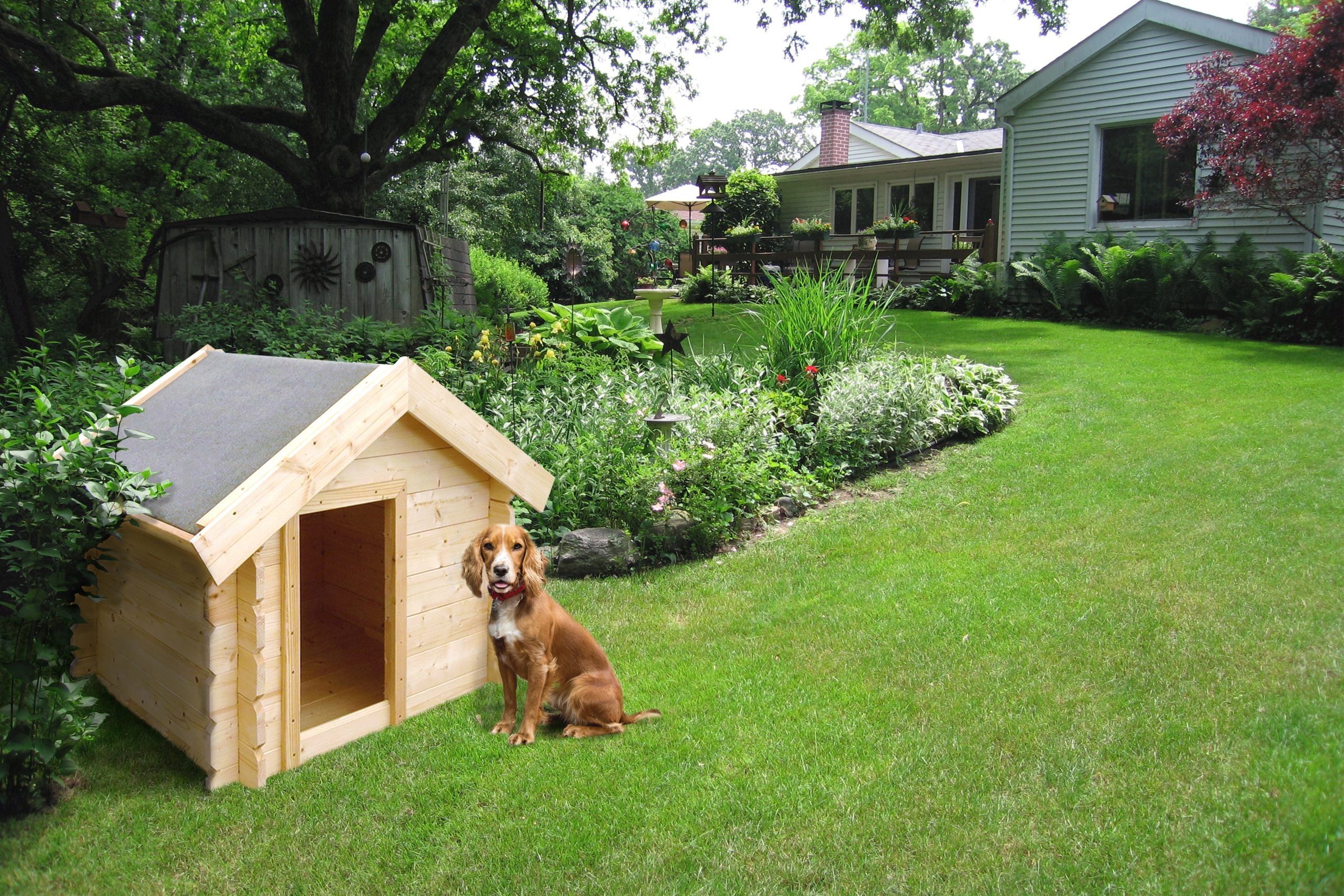 Cuccia per cani in legno da esterno - 76 x 99 x H80 cm - Timbela M401-1