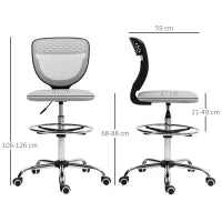 Sedia da ufficio Ergonomica in Rete con poggiapiedi regolabile, 59x59x106-126 cm, Grigio