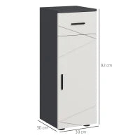 kleankin Mobiletto Bagno in Truciolato con Cassetto e Armadietto a 2 Livelli Regolabili, 30x30x82 cm, Grigio