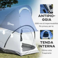 Tenda da Campeggio in Poliestere e Tessuto Oxford con Gancio Interno e Finestre a Rete, 265x140x95 cm