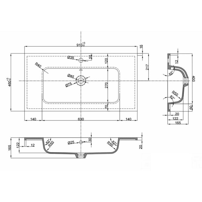 Lavabo ad incasso mineral marmo colore bianco opaco mobile composizione bagno *** misure 91x46 cm, confezione 1