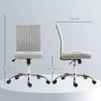 Sedia Ufficio Senza Braccioli con Altezza Regolabile e Seduta Girevole, Rivestimento in Tessuto, Grigio