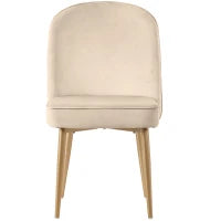 Set di 2 sedie da pranzo in velluto, con gambe in metallo dorato, 50x62x89 cm, Beige
