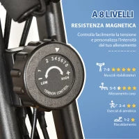 Cyclette Pieghevole 2 in 1, Resistenza Magnetica Regolabile 8 Livelli, Cyclette da Casa Silenziosa con Sensore di Frequenza Cardiaca, Elastici per Braccia, Schermo LCD, Volano 2.5kg, Nero