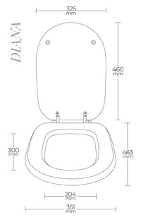 Sedile per WC modello DIANA - Misure 35,1x46,30 cm.