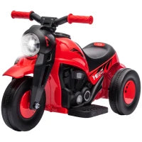 Moto Elettrica per Bambini 6V con Musica, 2,5-3 km/h, per Bambini di 2-5 Anni, Rosso