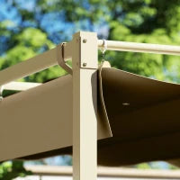 Gazebo Pergola 3x3 m con Tettuccio Retrattile, 8 Viti e 8 Picchetti, in Poliestere 180g e Metallo, Cachi