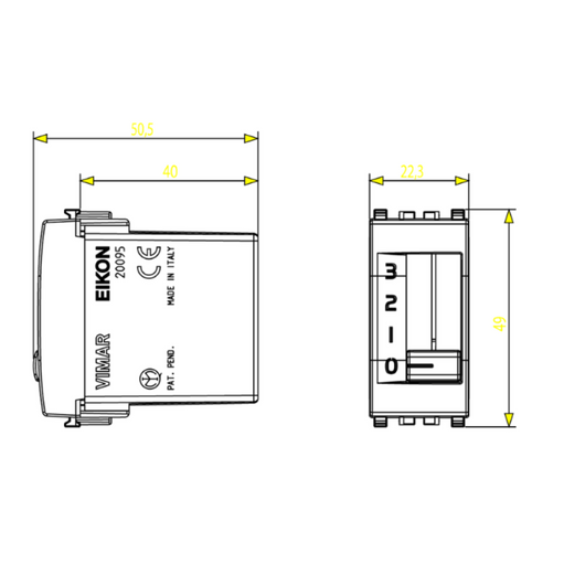 Vimar eikon commutatore a slitta 1p 6a 250v 4 posizioni fan-coil *** colore bianco, confezione 1