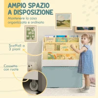 Libreria per Bambini 3-8 Anni a 3 Ripiani con Cassetto Inferiore, in MDF, 62.5x30x70 cm, Bianco