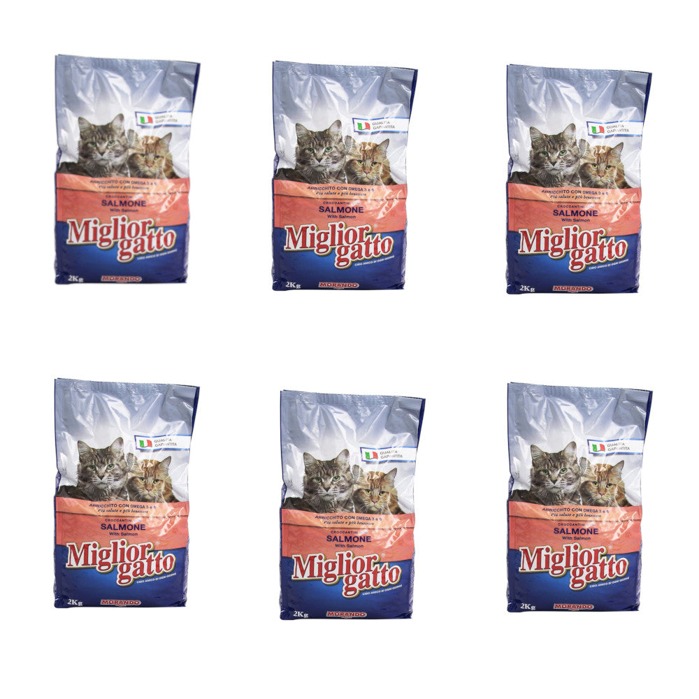 Multipack da 6 di miglior gatto croccantini per gatti con salmone confezione da 2 kg cadauno