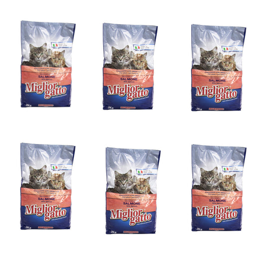 Multipack da 6 di miglior gatto croccantini per gatti con salmone confezione da 2 kg cadauno