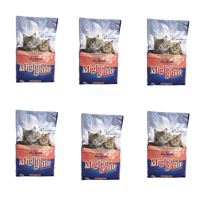 Multipack da 6 di miglior gatto croccantini per gatti con salmone confezione da 2 kg cadauno
