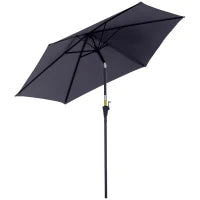 Ombrellone da Giardino 2.6x2.4 m Inclinabile con Manovella, in Alluminio e Poliestere Grigio e Nero