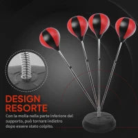 Set Punching Ball da Terra per Adolescenti con Guantoni e Pompa, Altezza Regolabile da 126-144 cm