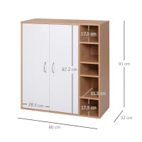 Scarpiera Slim da Parete, Mobile Multiuso con 2 Ante e Ripiani Regolabili per Camera da Letto e Ingresso, in Legno, 80x32x91cm
