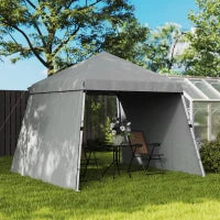 Gazebo da giardino 3x3m pop up tenda pieghevole teli parasole aggiuntivi piedi inclinabili sacco di trasporto grigio chiaro