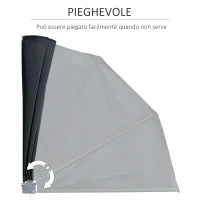 Tenda Frangivista a Ventaglio Salvaspazio e Richiudibile in Alluminio e Poliestere, 140x10x140cm Grigio Scuro