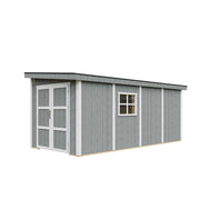 Casetta da giardino di qualità PREMIUM 11,47 mq - H231x248x530 cm - Senza pavimento e parete laterale - Timbela M940B-CAVERN STEEL