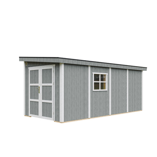 Casetta da giardino di qualità PREMIUM 11,47 mq - H231x248x530 cm - Senza pavimento e parete laterale - Timbela M940B-CAVERN STEEL