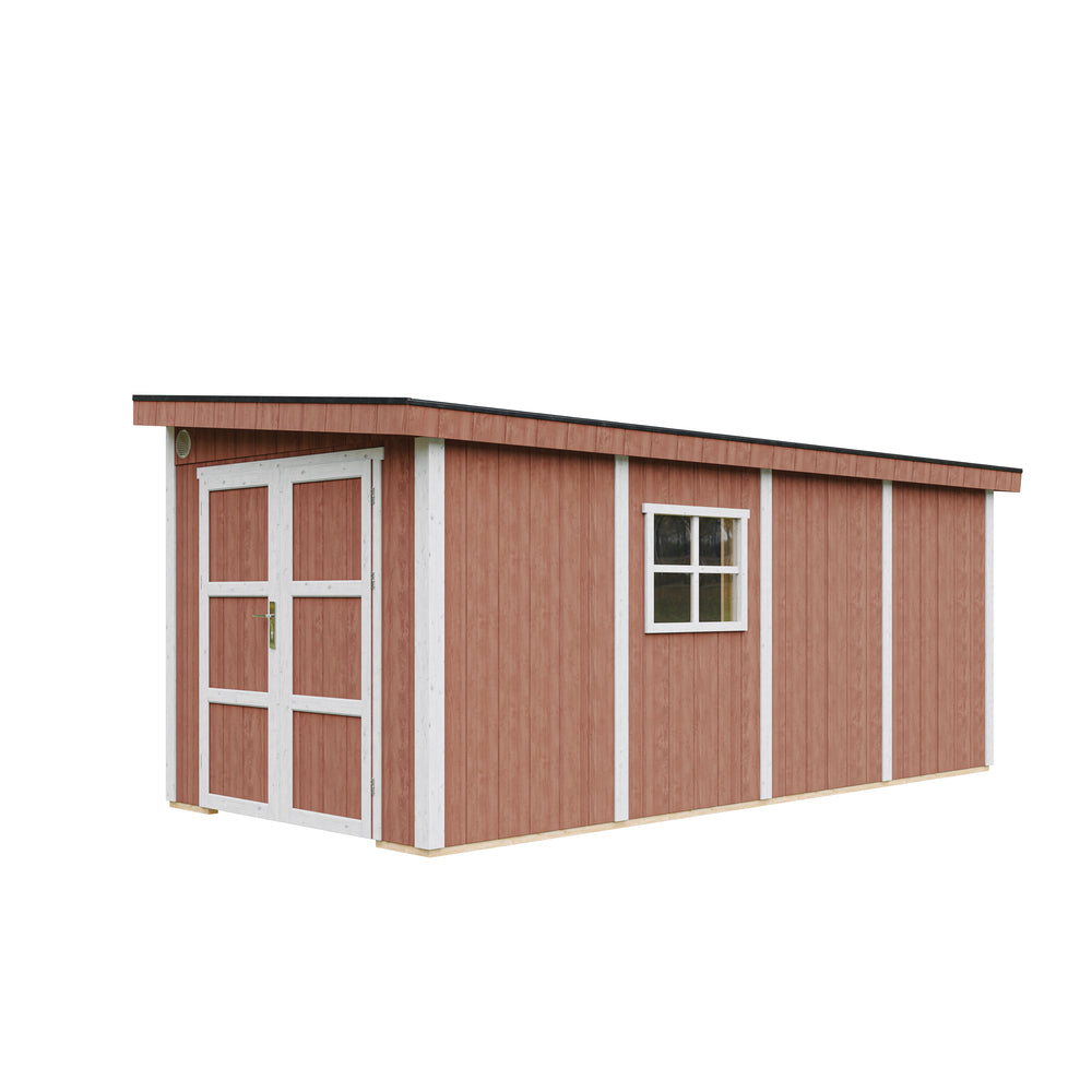 Casetta da giardino di qualità PREMIUM 11,47 mq - H231x248x530 cm - Senza pavimento e parete laterale - Timbela M940B-REDWOOD RED