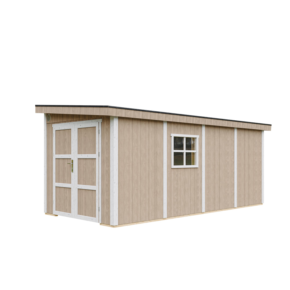 Casetta da giardino di qualità PREMIUM 11,47 mq - H231x248x530 cm - Senza pavimento e parete laterale - Timbela M940B-TERRA BROWN