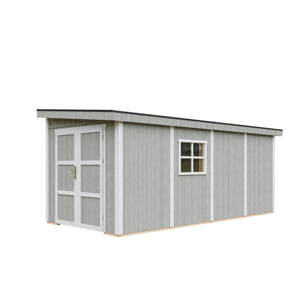 Casetta da giardino di qualità PREMIUM 11,47 mq - H231x248x530 cm - Senza pavimento e parete laterale - Timbela M940B-TUNDRA GREY