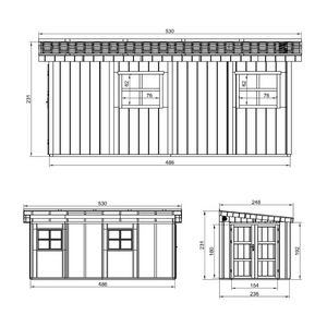 Casetta da giardino di qualità PREMIUM 11,47 mq - H231x248x530 cm - Senza pavimento e parete laterale - Timbela M940B-CAVERN STEEL