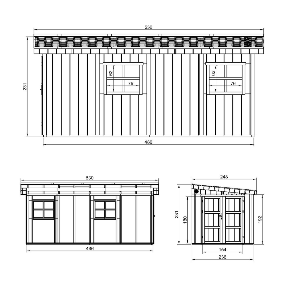 Casetta da giardino di qualità PREMIUM 11,47 mq - H231x248x530 cm - Senza pavimento e parete laterale - Timbela M940B-CAVERN STEEL