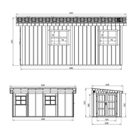 Casetta da giardino di qualità PREMIUM 11,47 mq - H231x248x530 cm - Senza pavimento e parete laterale - Timbela M940B