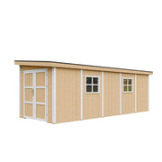 Casetta da giardino di qualità PREMIUM 14,3 mq - H231x248x648 cm - Senza pavimento e parete laterale - Timbela M941B-HARVEST HONEY