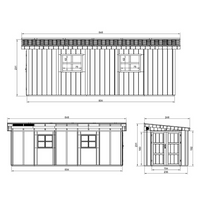 Casetta da giardino di qualità PREMIUM 14,3 mq - H231x248x648 cm - Senza pavimento e parete laterale - Timbela M941B-REDWOOD RED