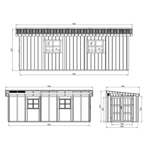 Casetta da giardino di qualità PREMIUM 14,3 mq - H231x248x648 cm - Senza pavimento e parete laterale - Timbela M941B-REDWOOD RED