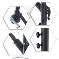 Ombrellone da Esterni 3x2.5 m con Manovella, in Acciaio e Poliestere Anti-UV, Crema