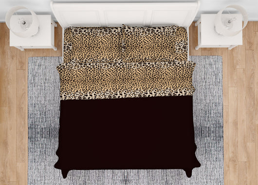 Completo Lenzuola Letto Camera In 100% Cotone Made Italy Vari Disegni RP - Piazza 1-2 - Leopardato