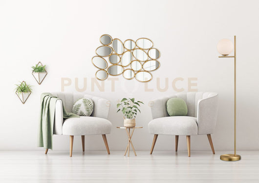 MADDY SPECCHIO DA PARETE FORME OVALI CORNICE PLASTICA 90X61CM ORO