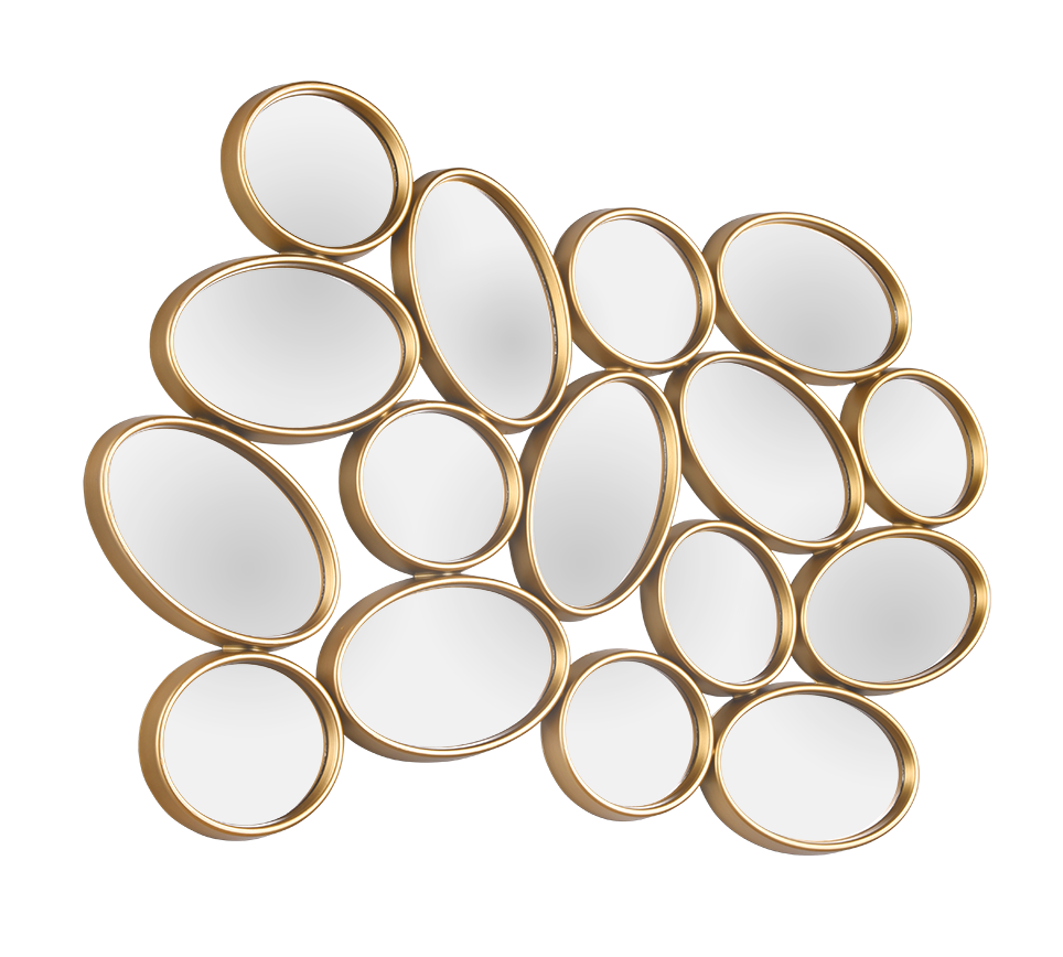 MADDY SPECCHIO DA PARETE FORME OVALI CORNICE PLASTICA 90X61CM ORO