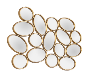 MADDY SPECCHIO DA PARETE FORME OVALI CORNICE PLASTICA 90X61CM ORO