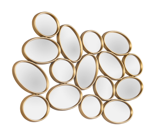 MADDY SPECCHIO DA PARETE FORME OVALI CORNICE PLASTICA 90X61CM ORO