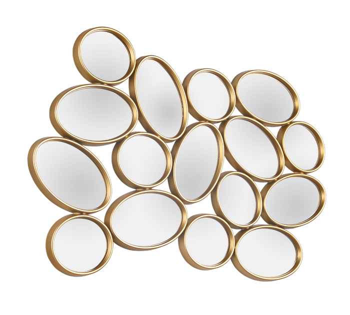 MADDY SPECCHIO DA PARETE FORME OVALI CORNICE PLASTICA 90X61CM ORO