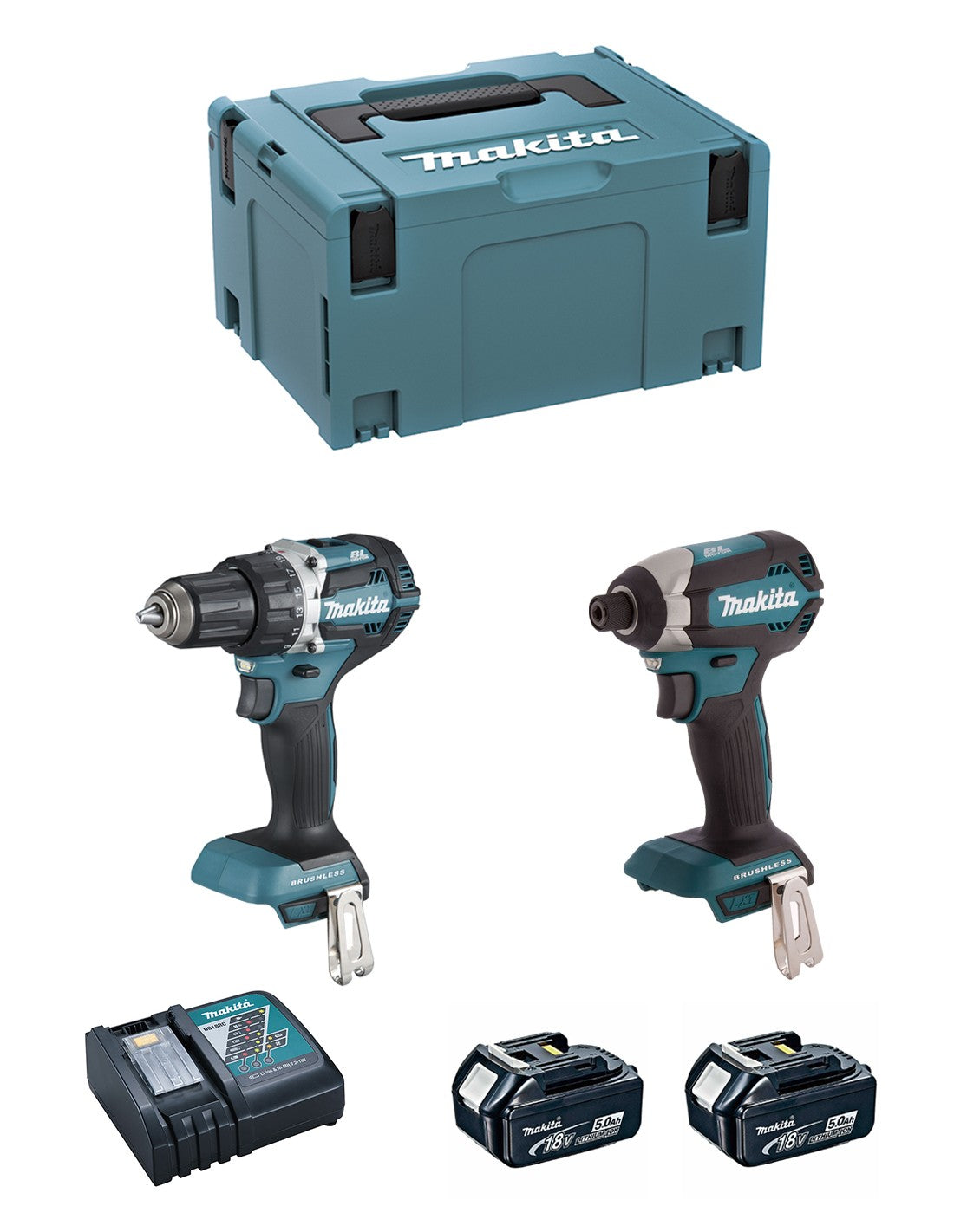 MAKITA Kit DLX2189TJ (DDF484 + DTD153 + 2 x 5,0 Ah + DC18RC + MAKPAC 3)
