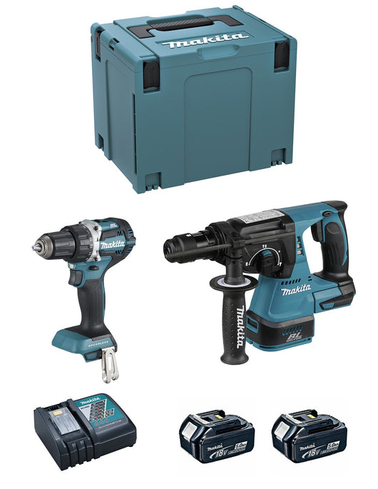 MAKITA Kit DLX2191TJ (DDF484 + DHR243 + 2 x 5,0 Ah + DC18RC + MAKPAC 4)