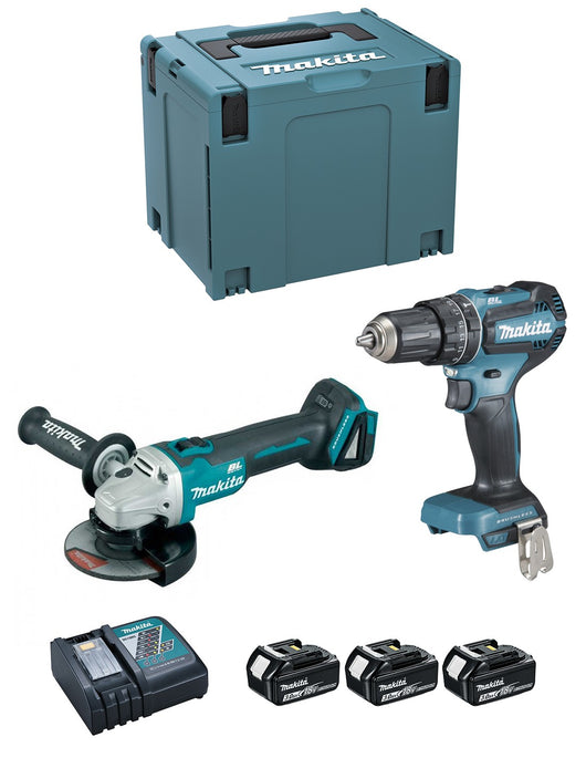 MAKITA Kit DLX2334J (DHP485 + DGA504 + 3 x 3,0 Ah + DC18RC + MAKPAC 4)