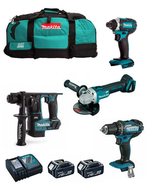 Makita  kit mk401 (ddf482 + dhr171 + dga504 + dtd152 + 2 x 5,0 ah + dc18rc + lxt600) 8435587916338