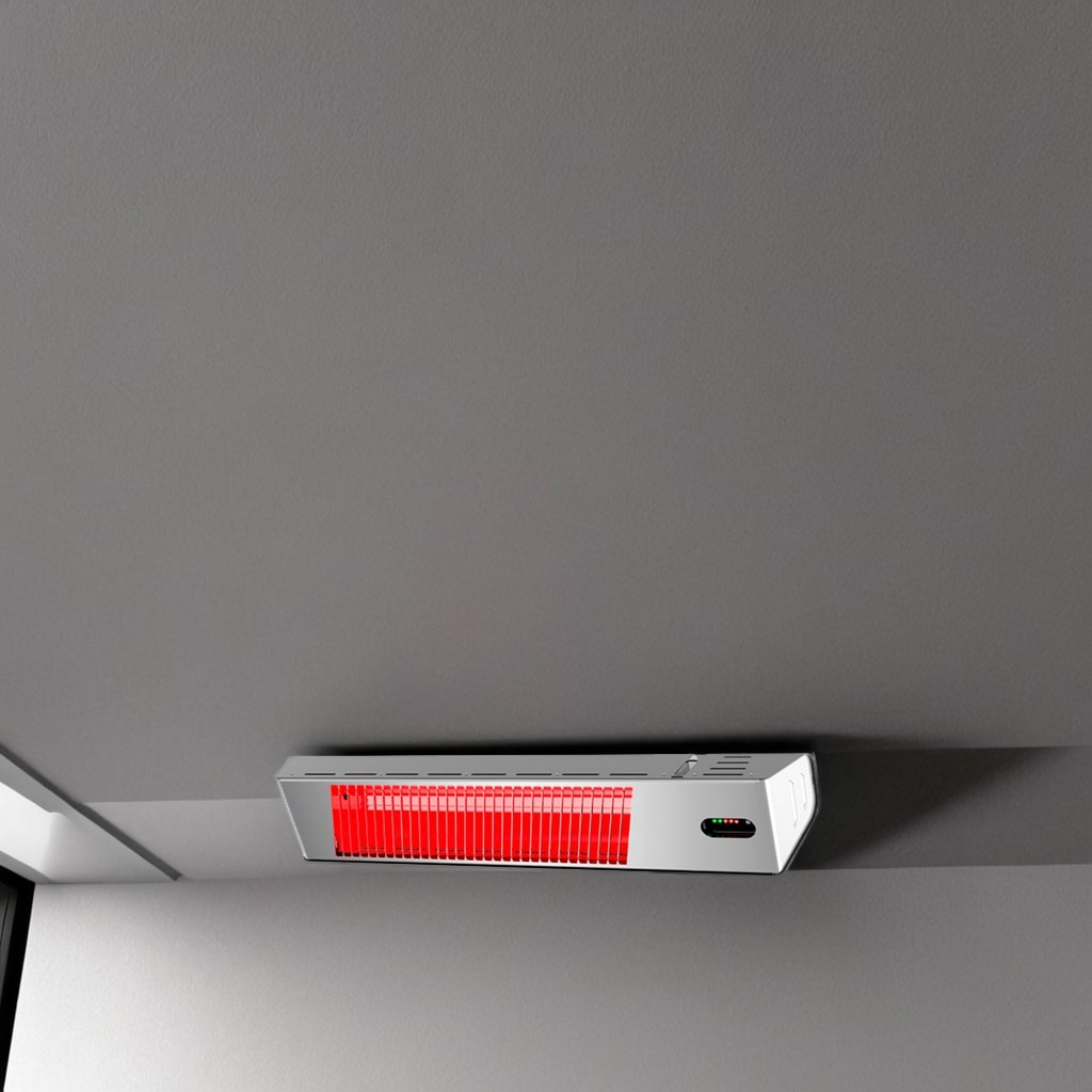 Mpc Malaga 2000w Riscaldatore Elettrico Infrarossi Da 2000w Regolabile Grigio Riscaldante Da Interno a Onda Corta a Ira e Telecomando Design Elegante Griglia a Protezione e Display a Led