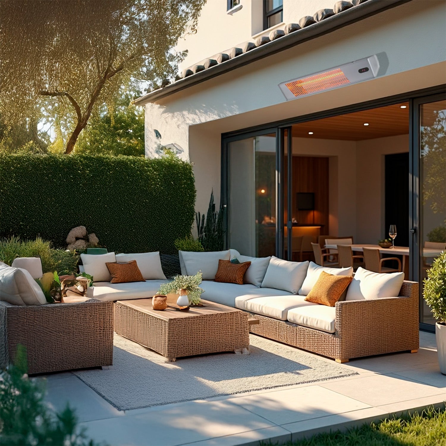 Mpc Malaga 2000w Apptuya Stufa a Infrarossi Wifi Da Esterno Da 2000w Regolabile Grigio Riscaldante a Onda Corta a Ira e Telecomando Design Elegante Griglia a Protezione e Display a Led