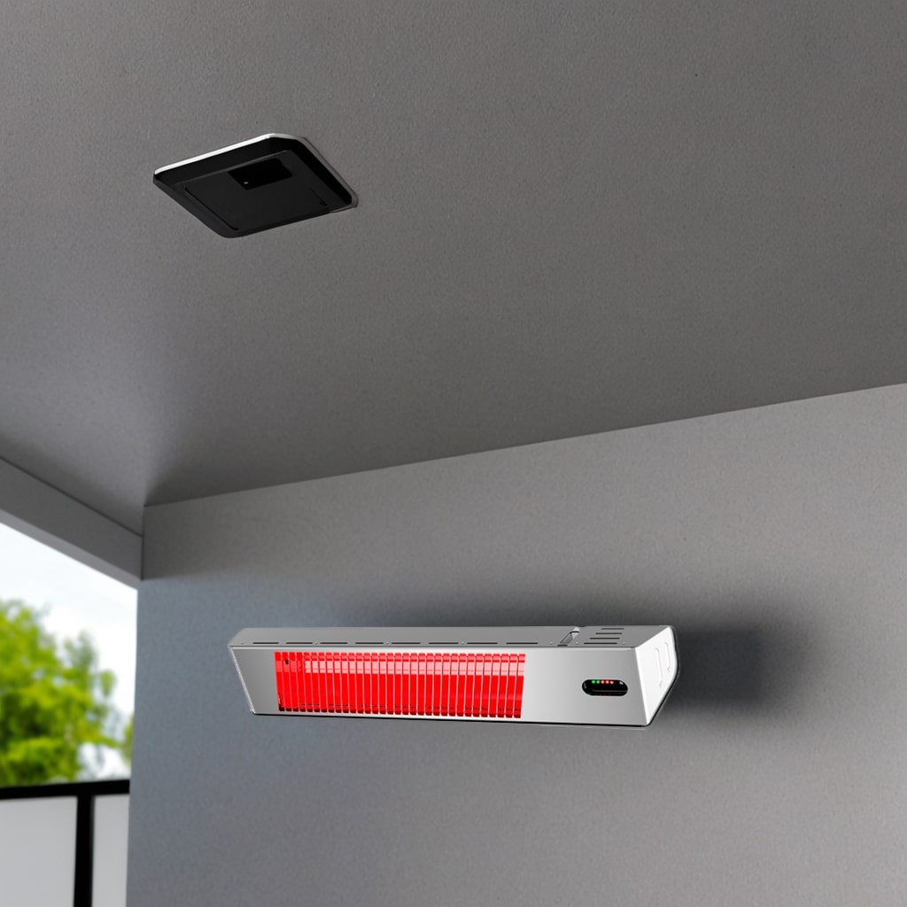 Mpc Malaga 2000w Riscaldatore Elettrico Infrarossi Da 2000w Regolabile Grigio Riscaldante Da Interno a Onda Corta a Ira e Telecomando Design Elegante Griglia a Protezione e Display a Led