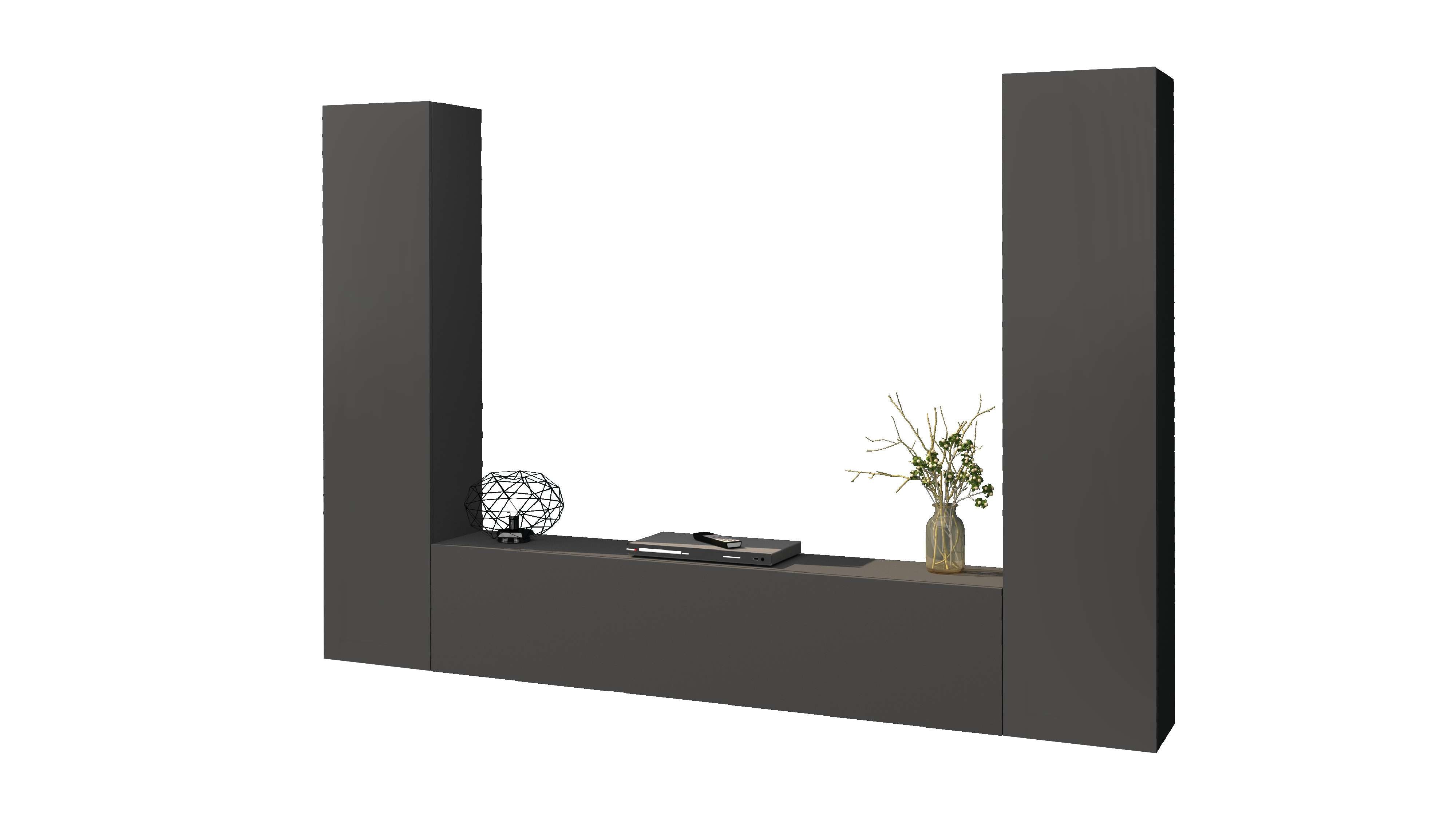 Parete attrezzata sospesa 2 armadi mobile TV moderna grigia Vibe RT