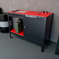 Manny - Banco da Lavoro 120x60 cm con Cassetto 1 Anta e 1 Ripiano in Metallo Nero