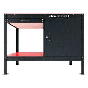 Manny - Banco da Lavoro 120x60 cm con Cassetto 1 Anta e 1 Ripiano in Metallo Nero