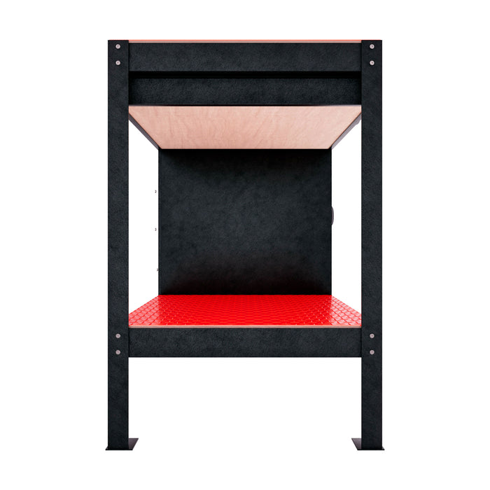 Manny - Banco da Lavoro 120x60 cm con Cassetto 1 Anta e 1 Ripiano in Metallo Nero